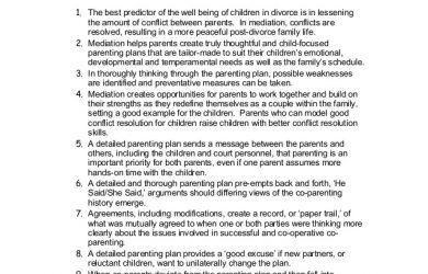 parenting plan examples top ten reasons to use parenting plan mediation in divorce
