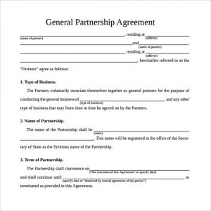 partnership agreement sample simple general partnership agreement