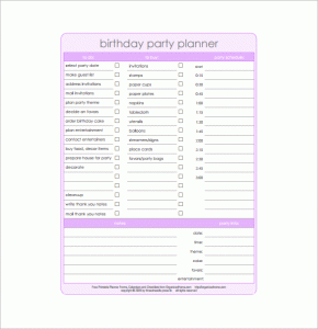 party planner template birthday party planning free pdf template download