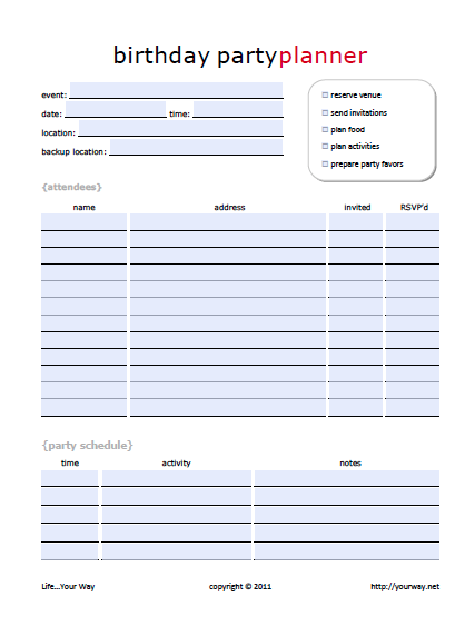 party planner template