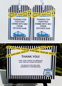 party planning template police birthday party favor tags