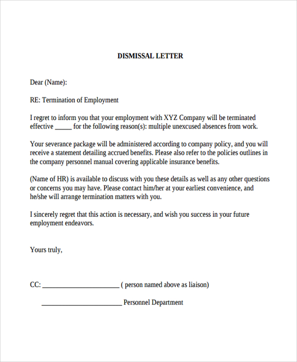 patient dismissal letter
