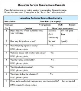 patient satisfaction questionnaire customer service survey questions