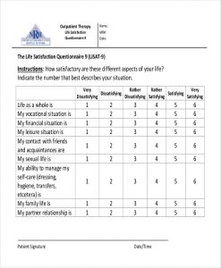patient satisfaction survey questions life satisfaction questionnaire