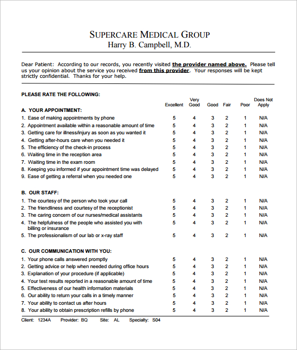 patient satisfaction survey questions