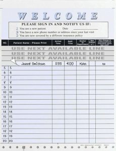 patient sign in sheet image