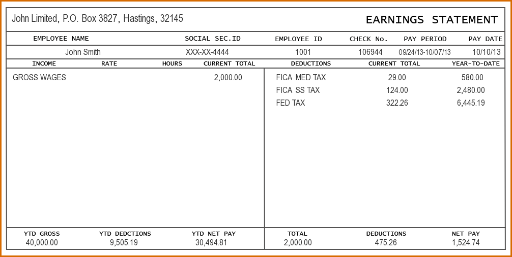 pay stub template excel