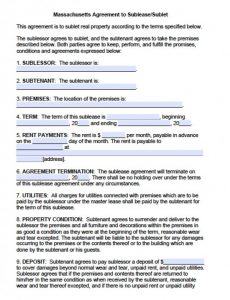 payment agreement form massachusetts agreement to sublet x
