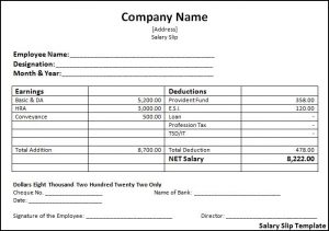 payment agreement form uncategorized free printable template of salary slip with company name and blank detail information and signature and table