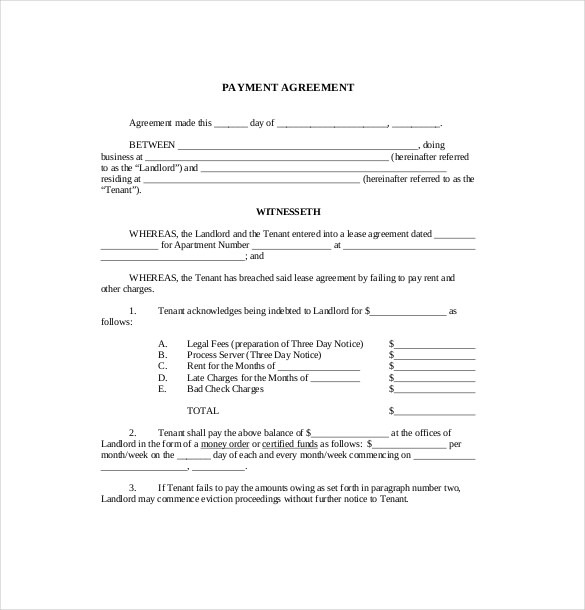 payment agreement template