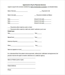 payment agreement template free patient payment plan agreement template editable word