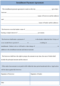 payment agreement template installment payment agreement template