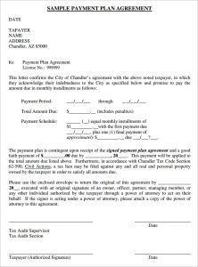 payment agreement template sample payment plan agreement