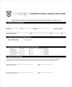 payroll deduction form payroll deduction form for uniforms