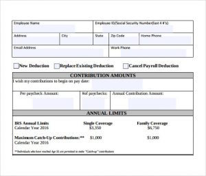 payroll deduction form sample payroll deduction form