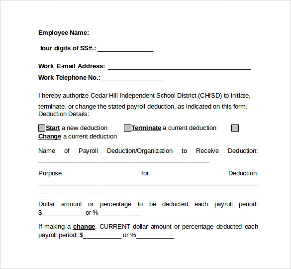 payroll deduction form