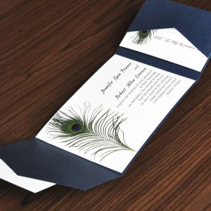 peacock wedding invitations classical peacock feathers pocket wedding card