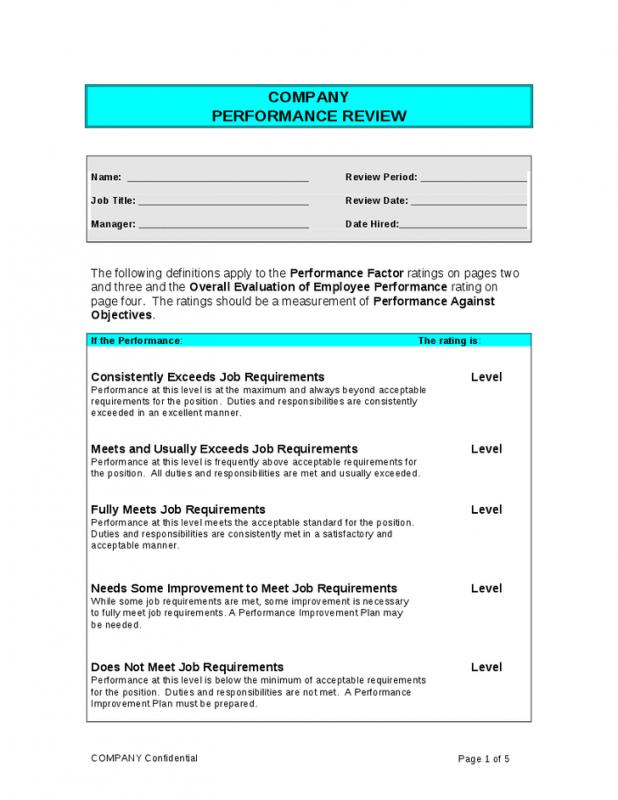 performance appraisal template