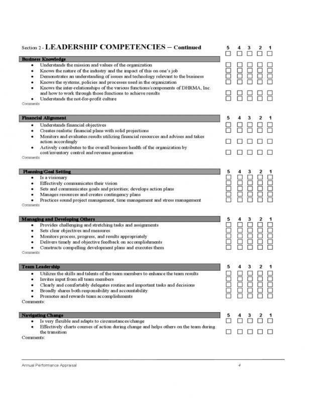 performance evaluation template