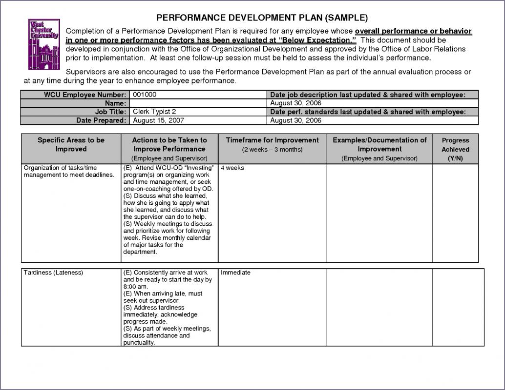 performance improvement plan examples