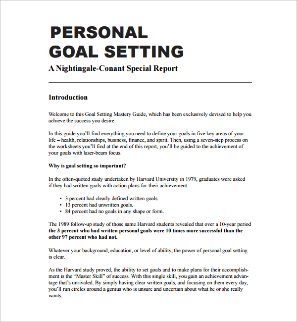 personal goal examples