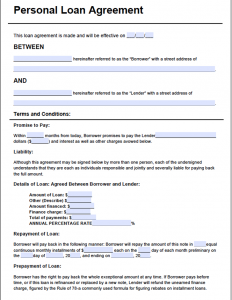 personal loan agreement pdf personal loan agreement form pdf