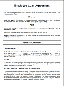 personal loan contract employee loan agreement template free