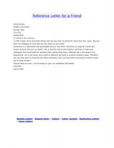 personal reference letter for a friend sample personal reference letter for a friend free sample personal reference letter for a friend