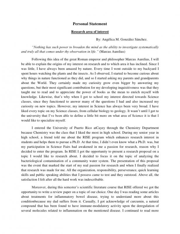 personal statement examples for graduate school