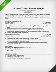 personal trainer resume personal trainer resume sample