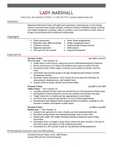personal training resume personal trainer resume no experience