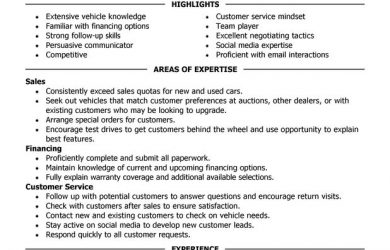 personal training resume sales consultant automotive