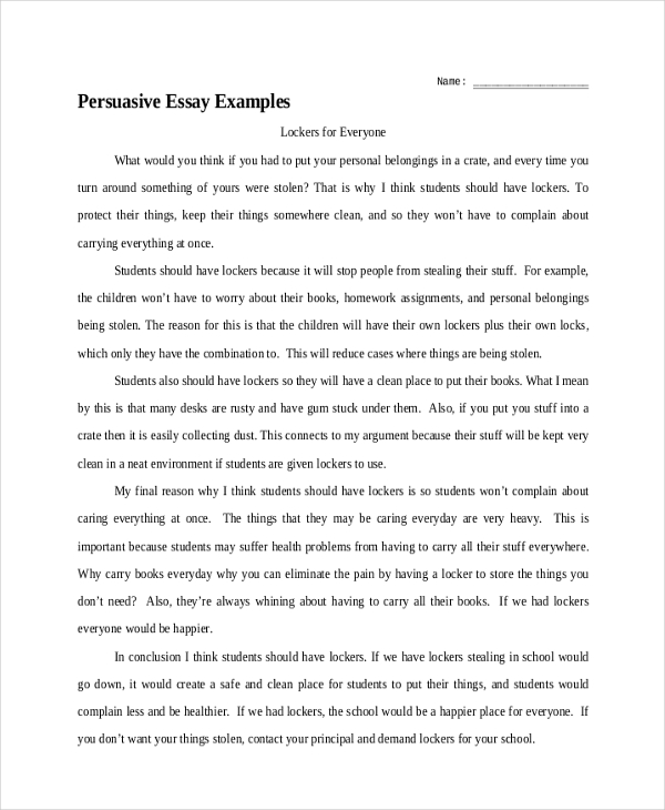 persuasive essays examples