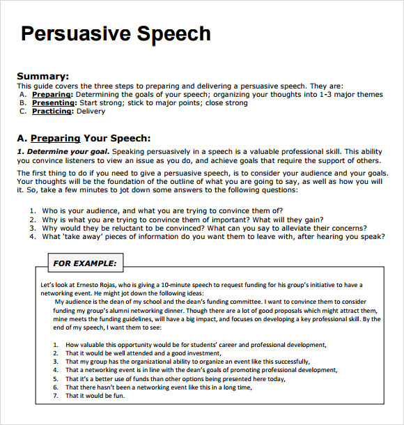 persuasive speech example