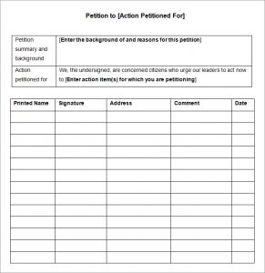 petition template word petition template