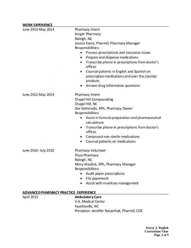 pharmacist resume sample