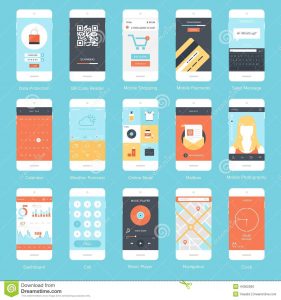 phone message template mobile ui flat vector collection modern phones different user interface elements