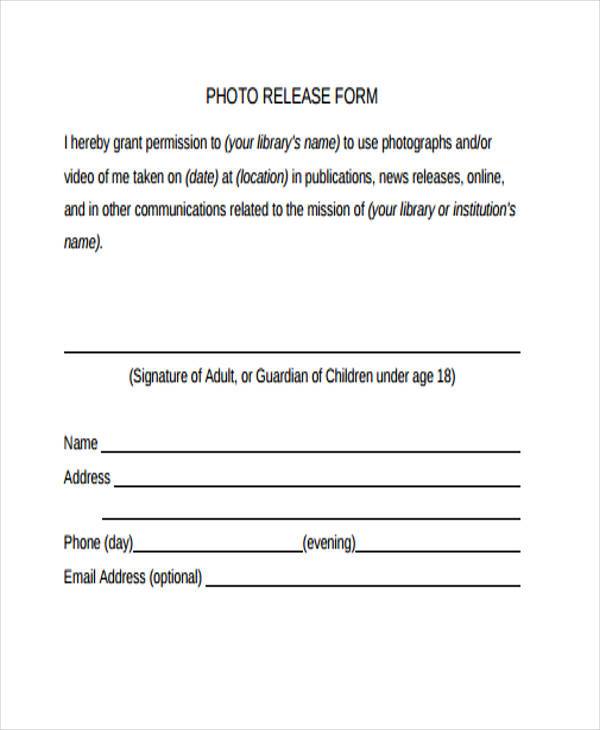 photo release form template