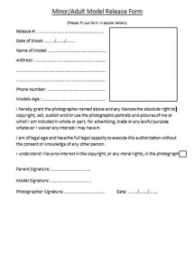 photo release form template model release form