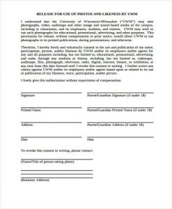 photo release form template simple photo release form template