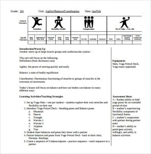 phys ed lesson plan template physical education lesson plan template sample