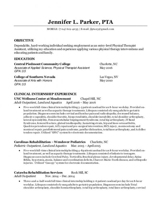 physical therapist resume