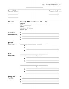 physical therapist resume printable resume forms blank resume templates for students blank