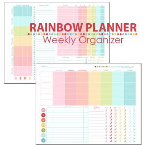 plain menu template rainbow planner weekly organizer