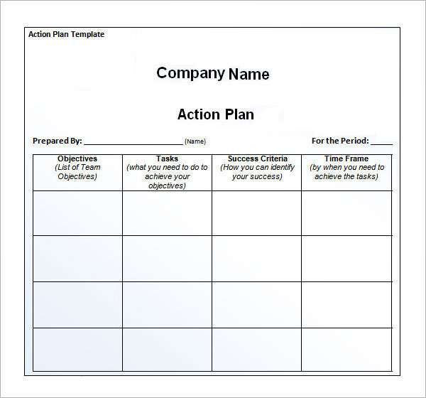 plan of action template