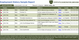 police report sample employment history employment