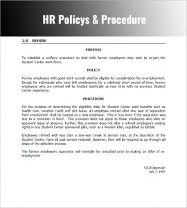 policies and procedures template hr policy procedure manual template