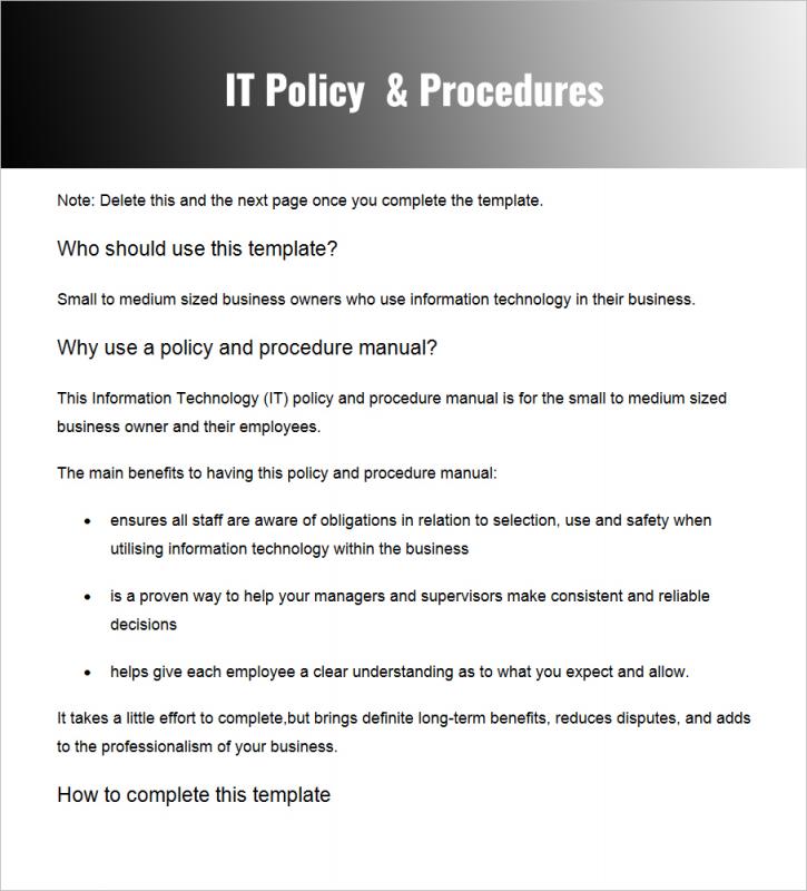 policies and procedures template