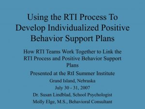 positive behavior support plan using the rti process to develop individualized positive behavior support plans l