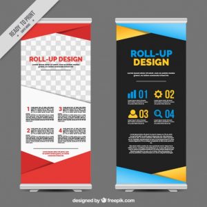 poster template free download business roll up with colorful geometric shapes
